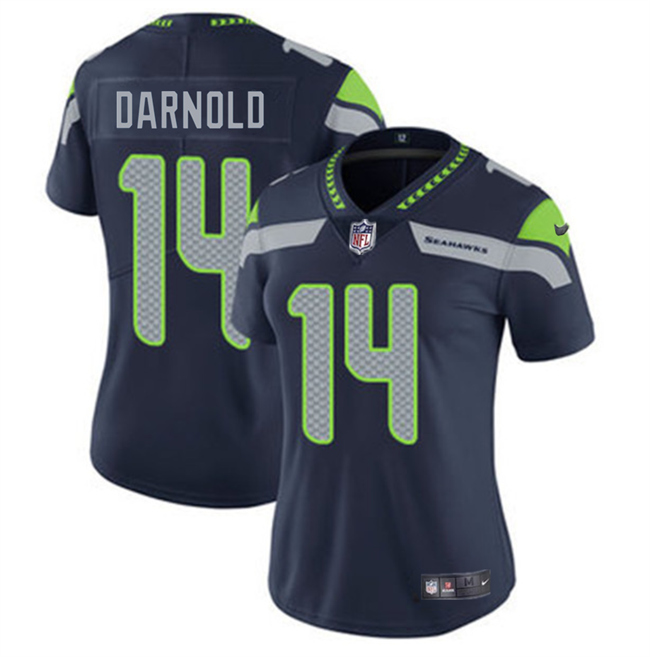 Women's Seattle Seahawks #14 Sam Darnold Navy Vapor Limited Stitched Football Jersey(Run Small)
